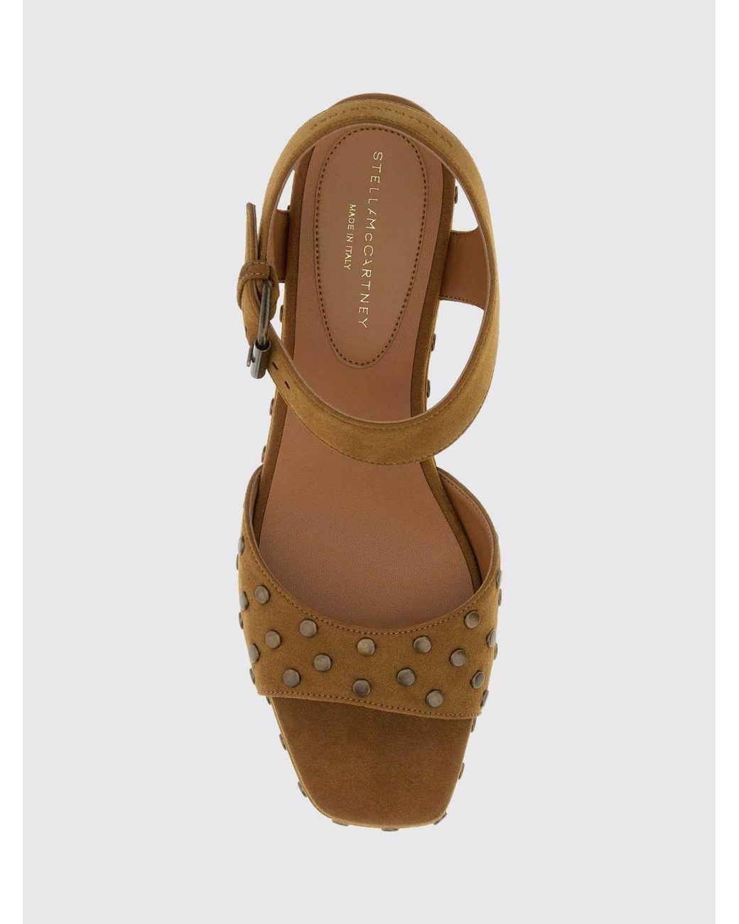 Stella McCartney Brown Studded Eco Alter Mat Wedge Sandals With Ankle Strap