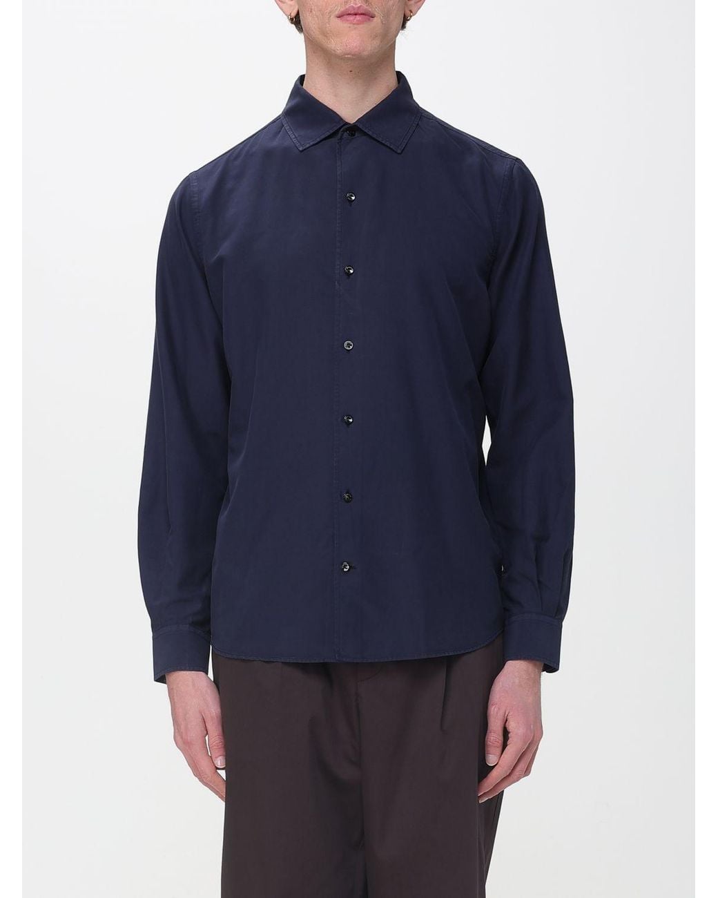 Agnona Blue Classic Cotton And Silk Blend Shirt for men