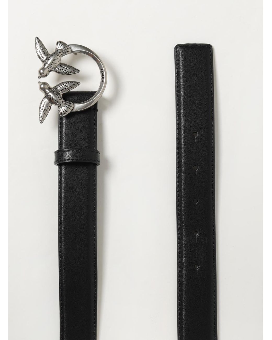 Pinko White Love Birds Leather Belt