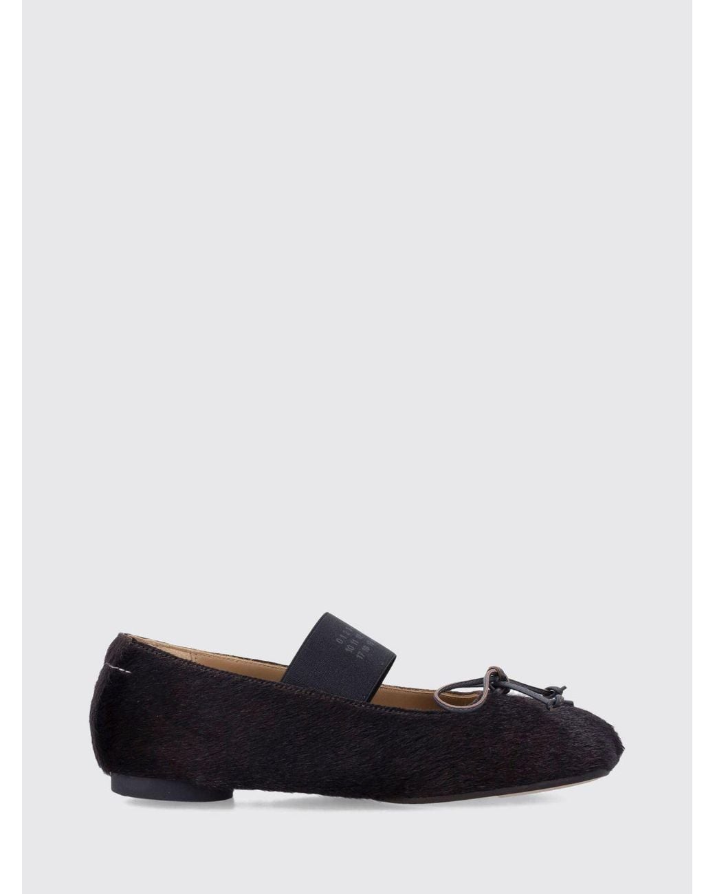 MM6 by Maison Margiela White Pony-Hair Leather Mary Janes With Bow And Round Toe
