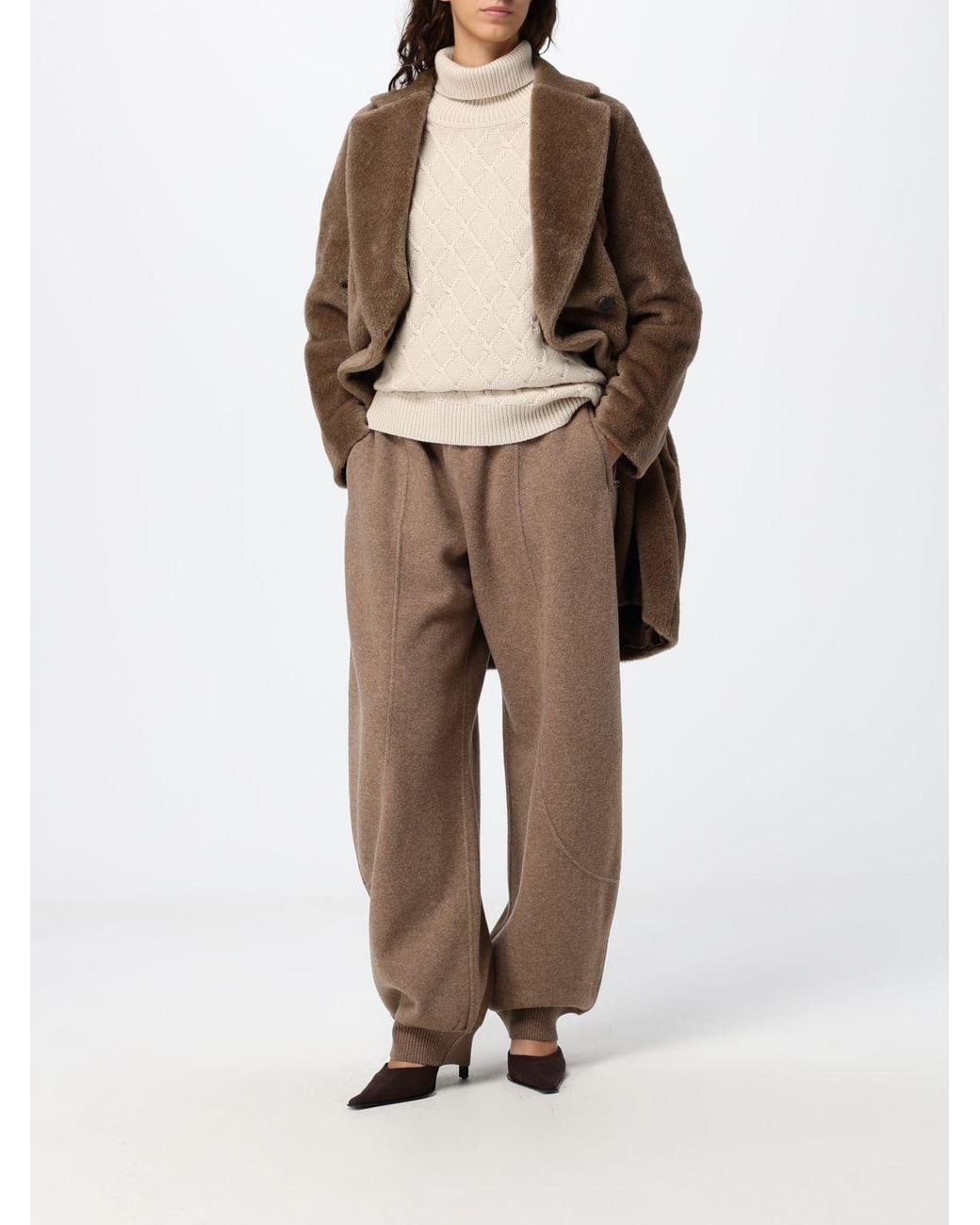 Max Mara Brown Knee-Length Double-Breasted Coat