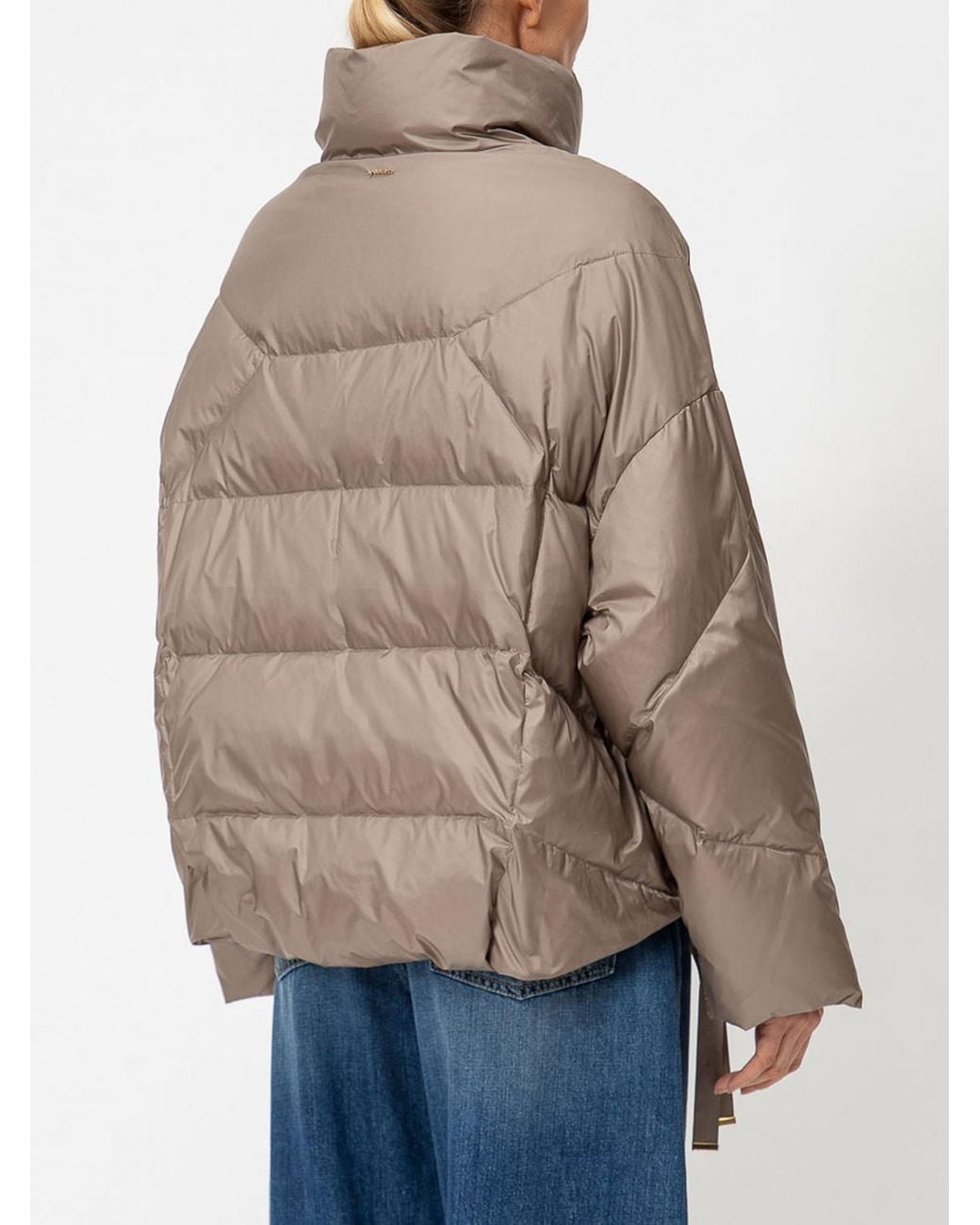 Twinset Blue Short Quilted Nylon Puffer Jacket With High Neck And Zip Closure