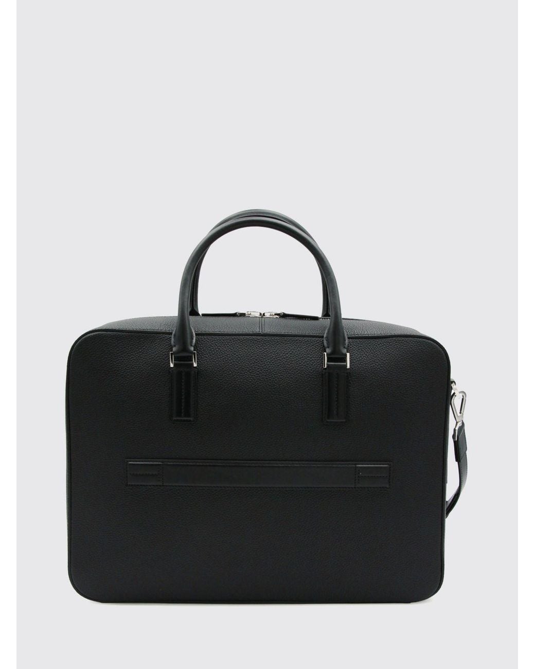 Tom Ford Black Leather Briefcase With Double Handle And Removable Shoulder Strap for men