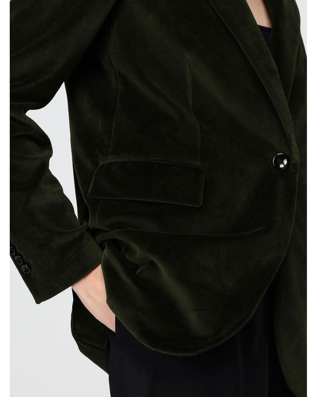 Circolo 1901 Black Single-Breasted Velvet Blazer With Peak Lapels