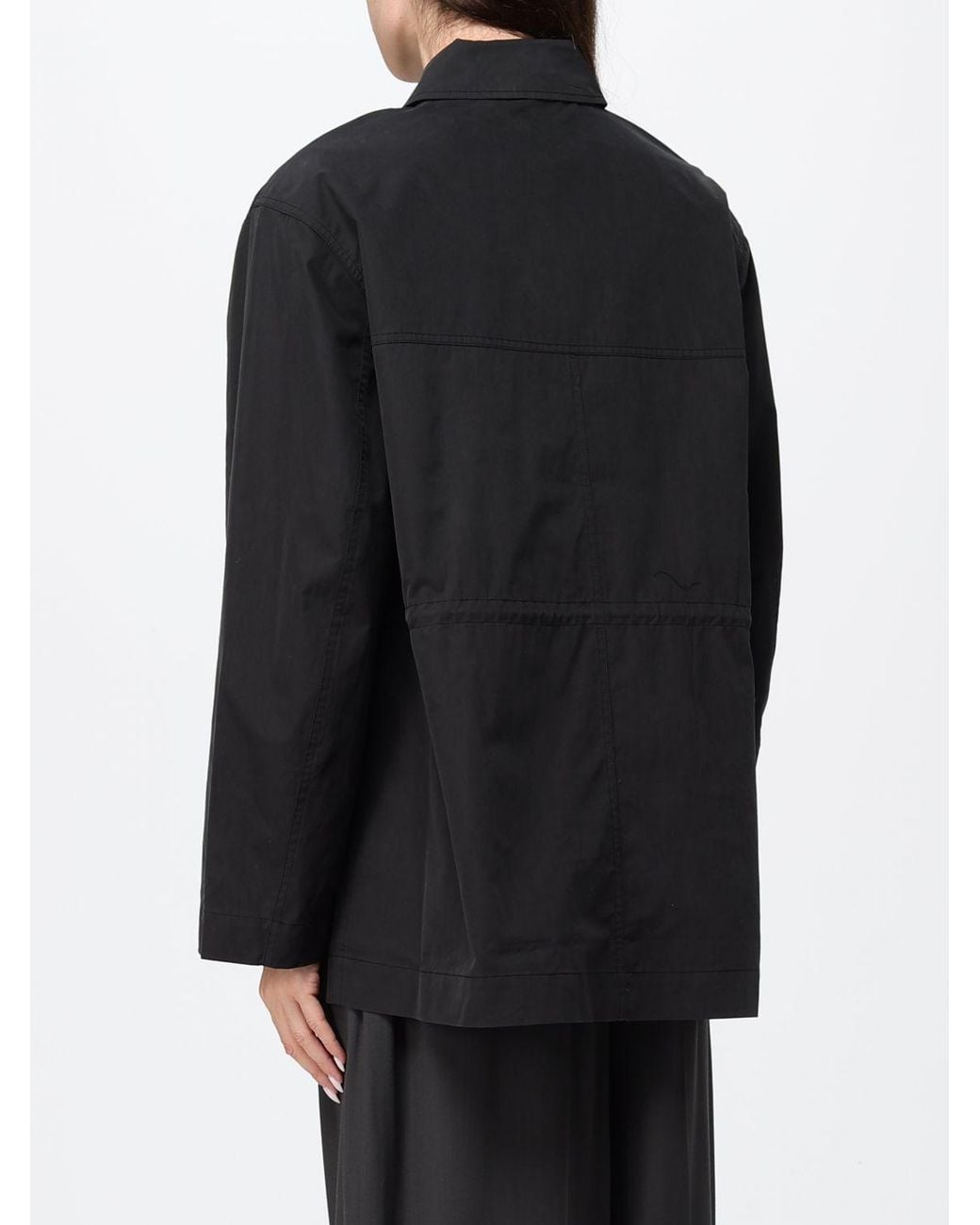 Totême Black Organic Cotton Shirt Jacket With Dropped Shoulders