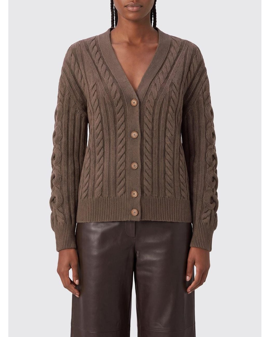 Etro Brown Cardigan Aus Wollmischung Mit V-Ausschnitt Und Knopfleiste