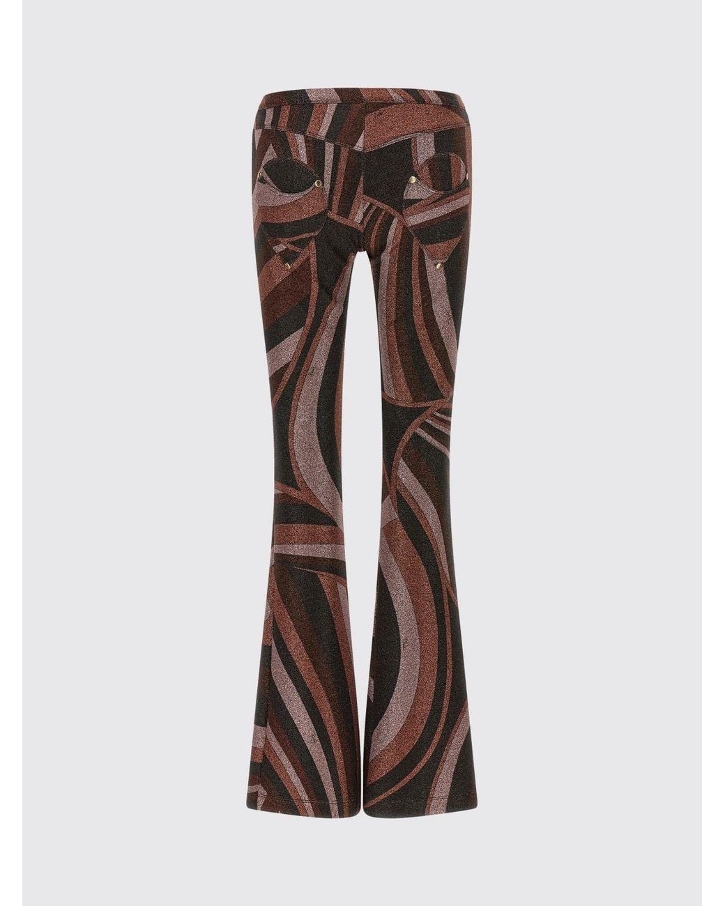 Emilio Pucci Brown Iride Abstract Print Lurex Jersey Flared Trousers