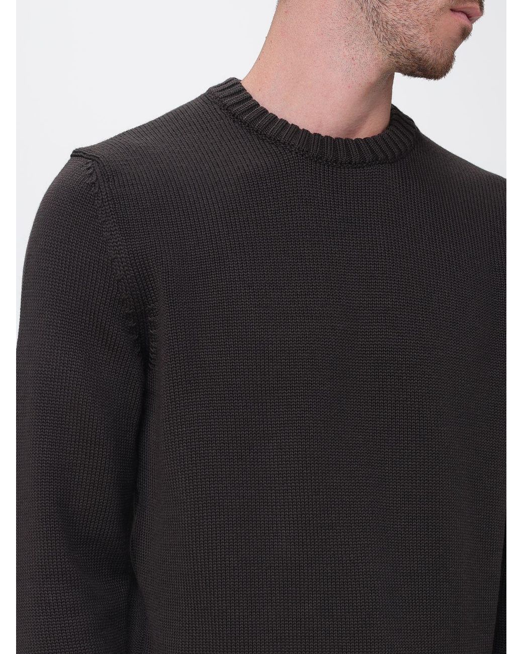 Zanone Black Slim Fit Crewneck Jumper for men