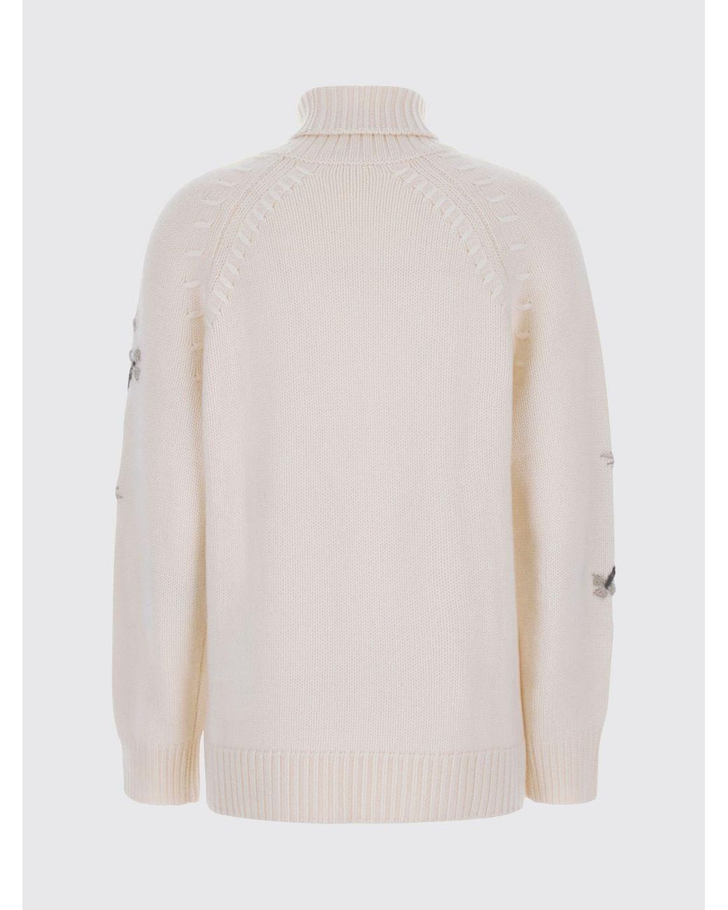 P.A.R.O.S.H. Natural P.A.R.O.S.H. Floral Jacquard Cashmere Turtleneck Sweater