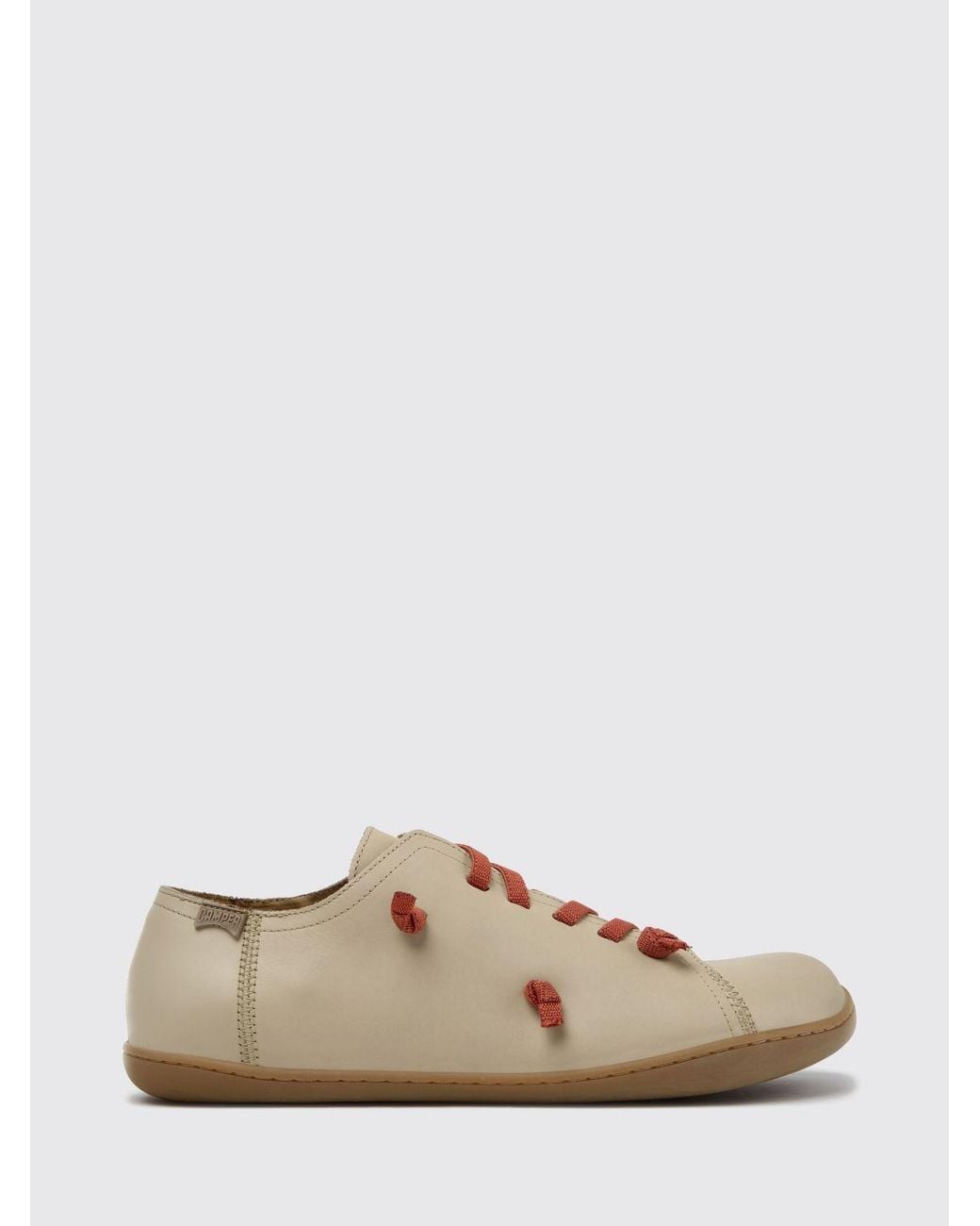 Camper Natural Twins Leather Slip-On Trainers With Embroidery And Elastic Laces for men
