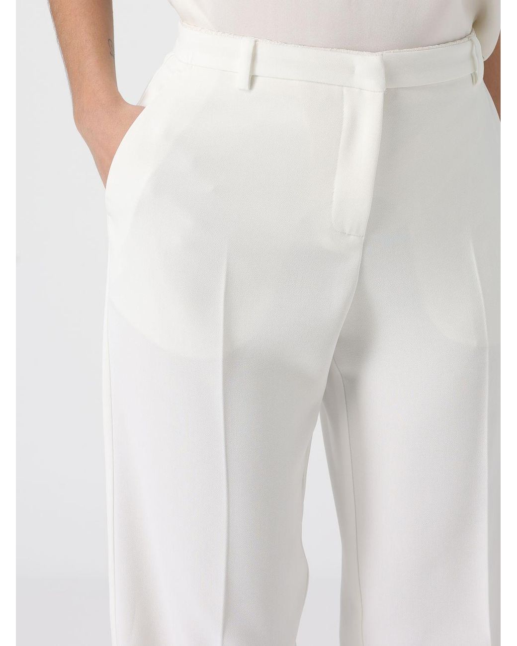 Pinko White Eucalipto Technical Canvas Trousers