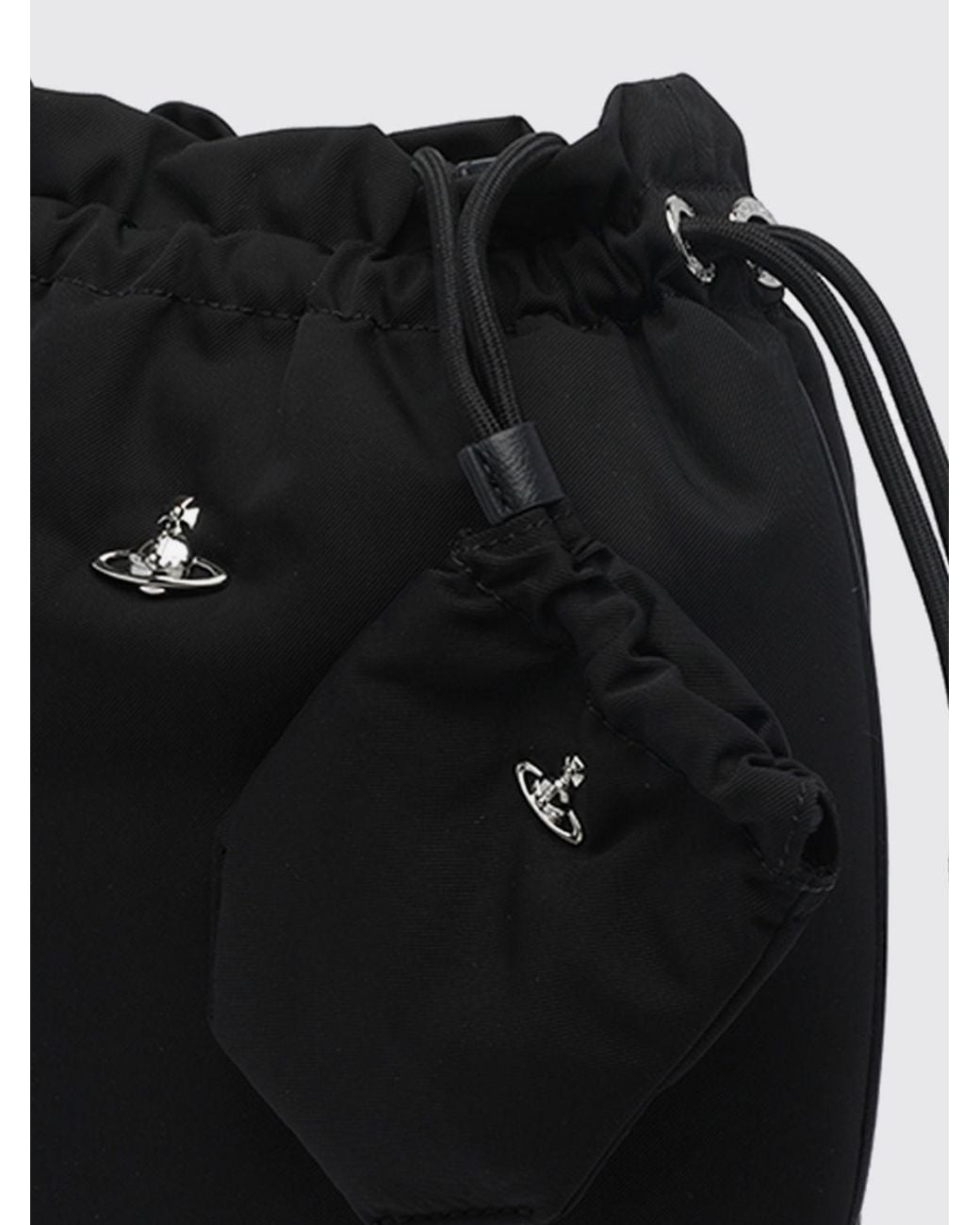 Vivienne Westwood Black Recycled Polyester Bucket Bag With Monogram