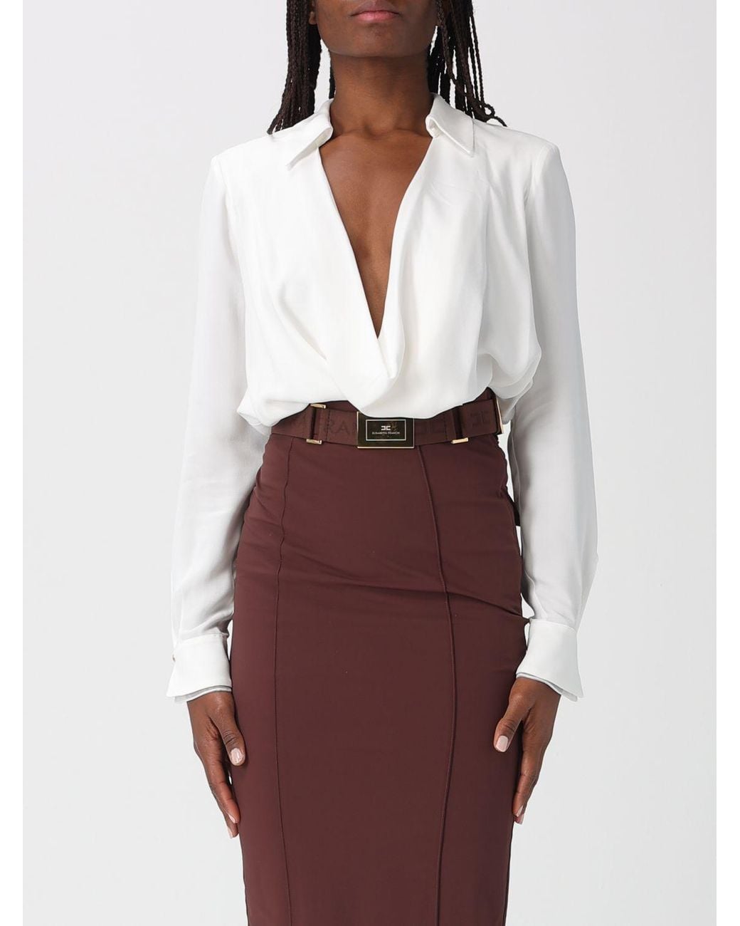 Elisabetta Franchi Red Viscose Georgette Blouse Bodysuit