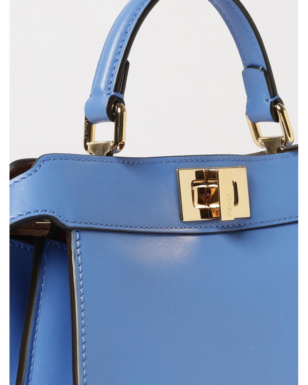 Fendi Blue Peekaboo Iseeu Mini Smooth Calfskin Handbag