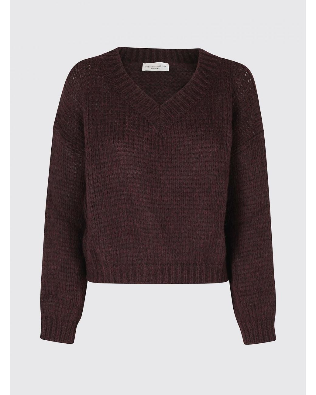 Roberto Collina Purple V-Neck Alpaca And Wool-Blend Jumper With Ribbed Trims