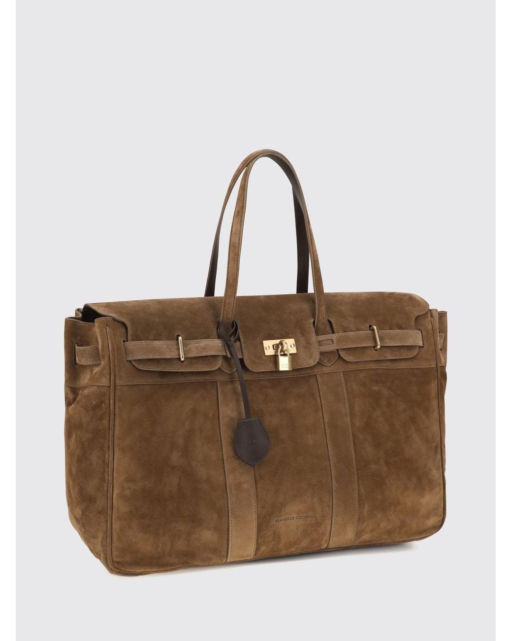Brunello Cucinelli Brown Travel Explorer Suede Leather Travel Bag
