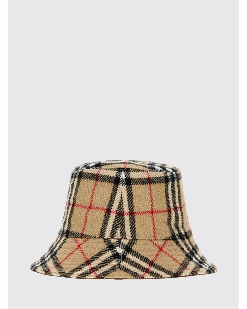 Burberry Natural Reversible Vintage Check Wool Bucket Hat for men