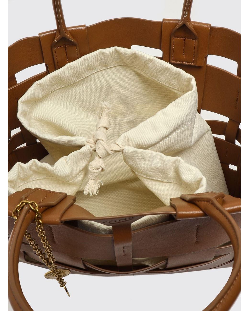 Twinset Brown Woven Synthetic Bag