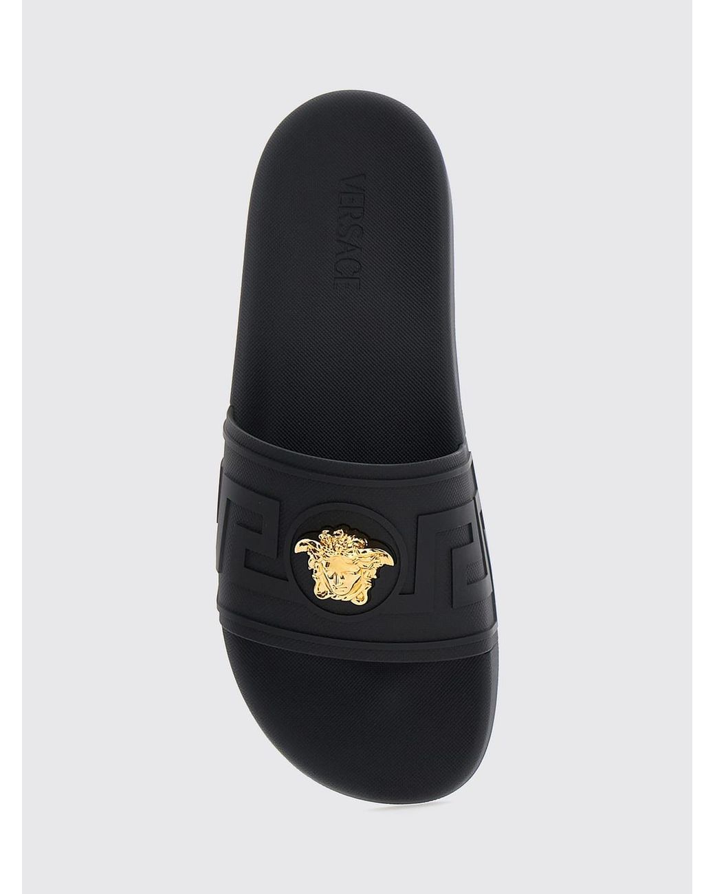Versace White La Medusa Rubber Slides With 3D Logo for men