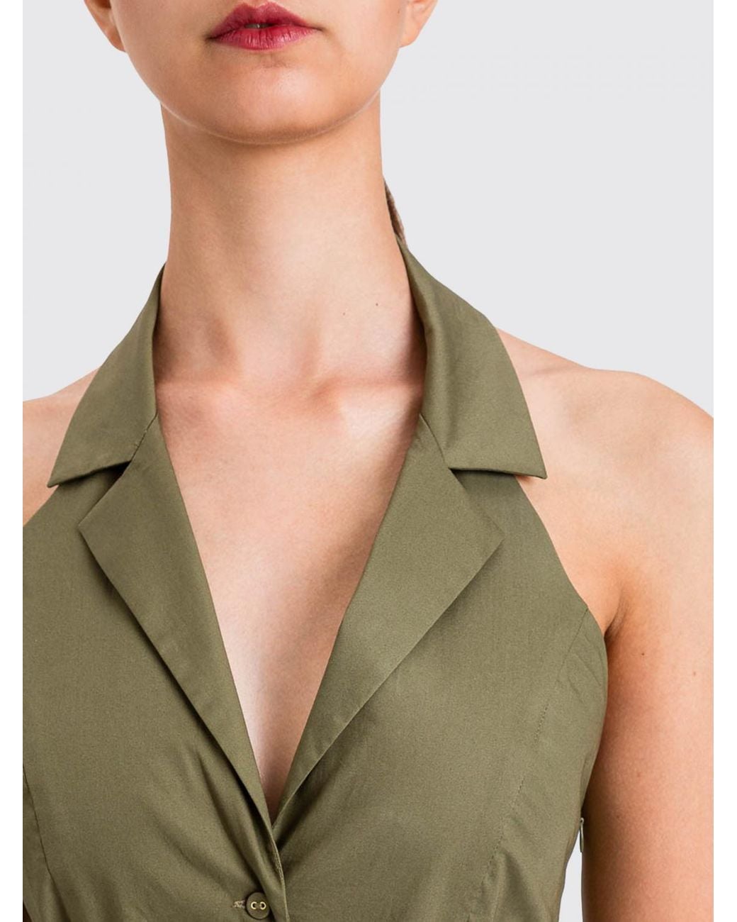 Twinset Green Safari-Style Wide-Leg Cotton Jumpsuit With Belt