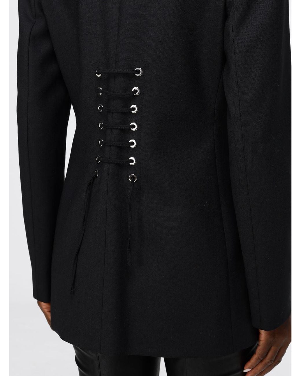 Pinko Black Cropped Single-Breasted Wool Blazer With Lapels And Flap Pockets
