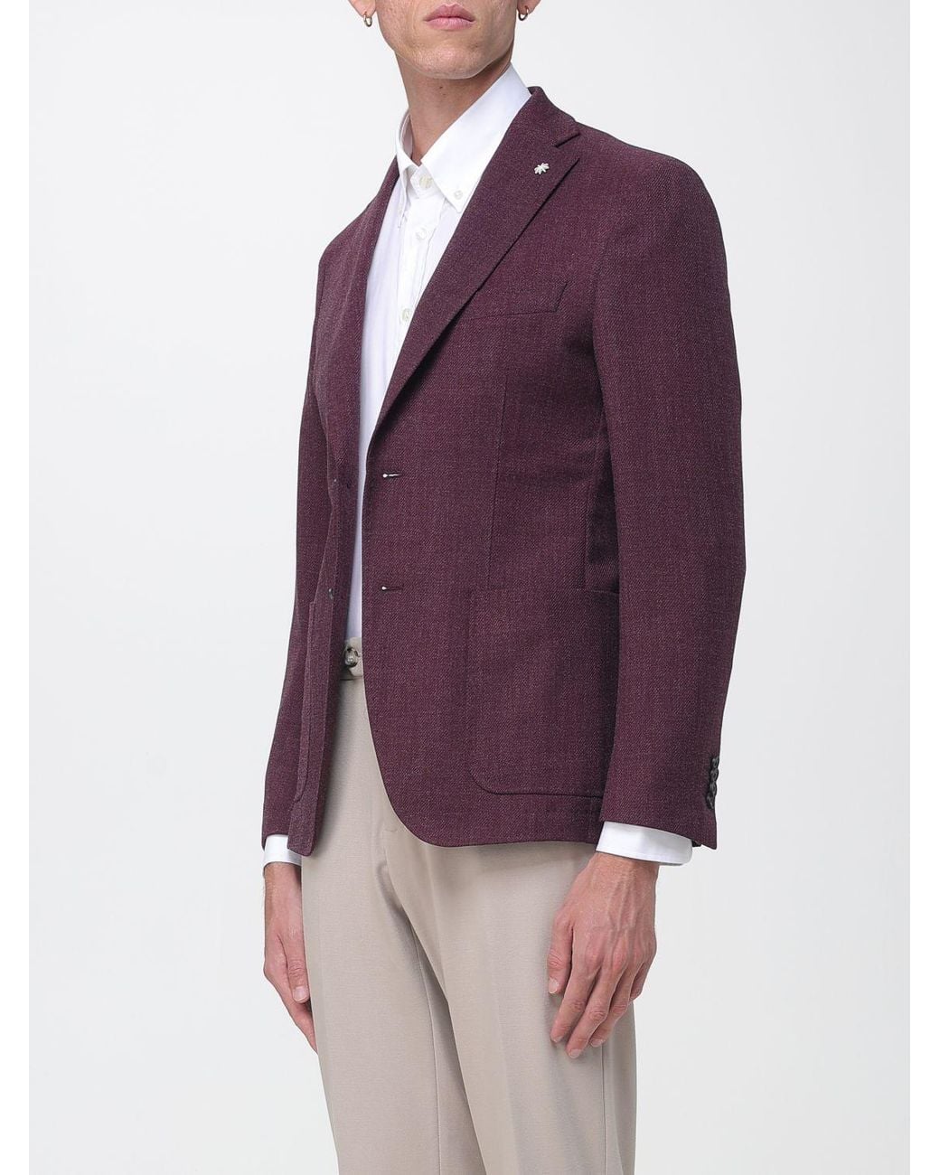 Manuel Ritz Purple Slim Fit Single-Breasted Viscose Blend Blazer With Peak Lapels for men