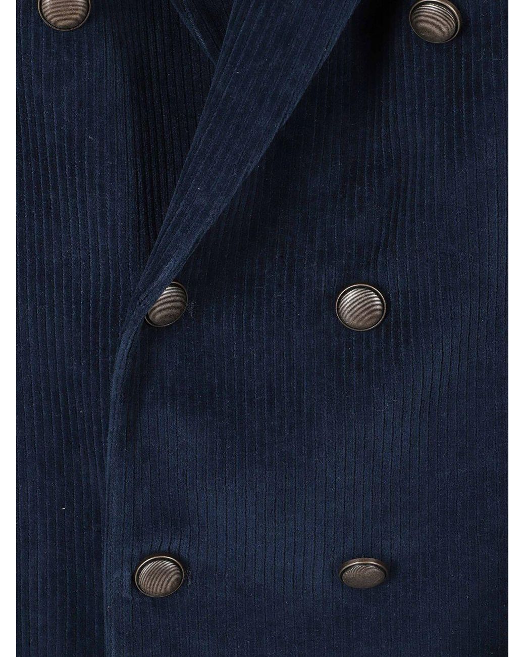 Circolo 1901 Blue Double-Breasted Velvet Blazer With Peak Lapels