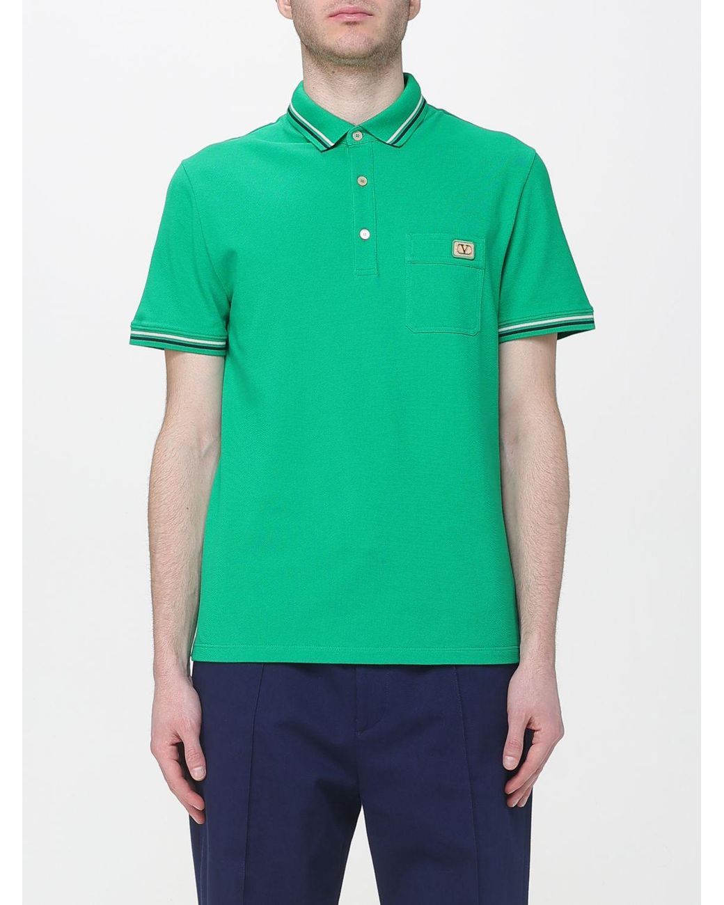 Valentino Green Cotton Polo Shirt With Logo for men