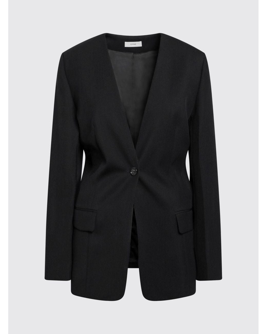Totême  Black Single-Breasted Wool Blend Blazer