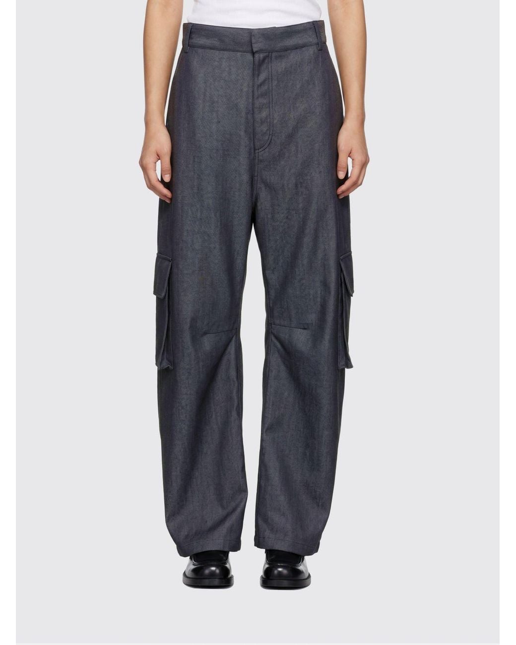 Balenciaga Blue High-Waisted Wide-Leg Cargo Trousers