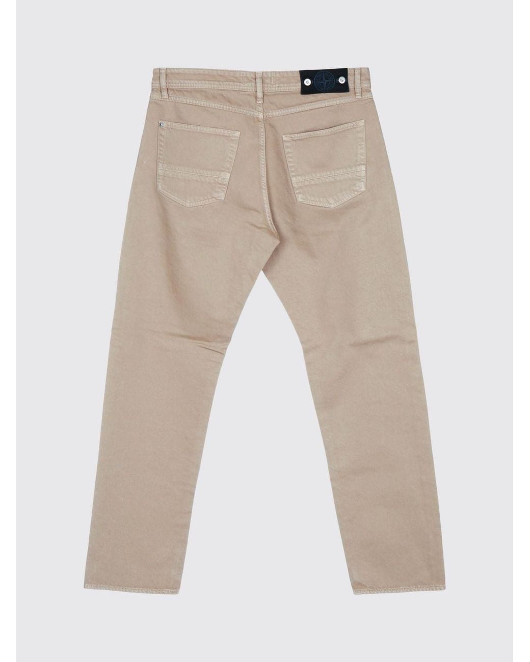 Stone Island Natural Slim Fit Cotton Denim Jeans With Compass Logo Patch for men