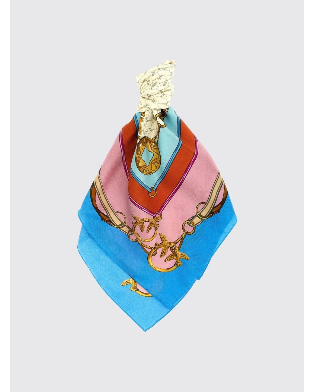 Pinko Blue Limbo Print Silk Blend Twill Scarf