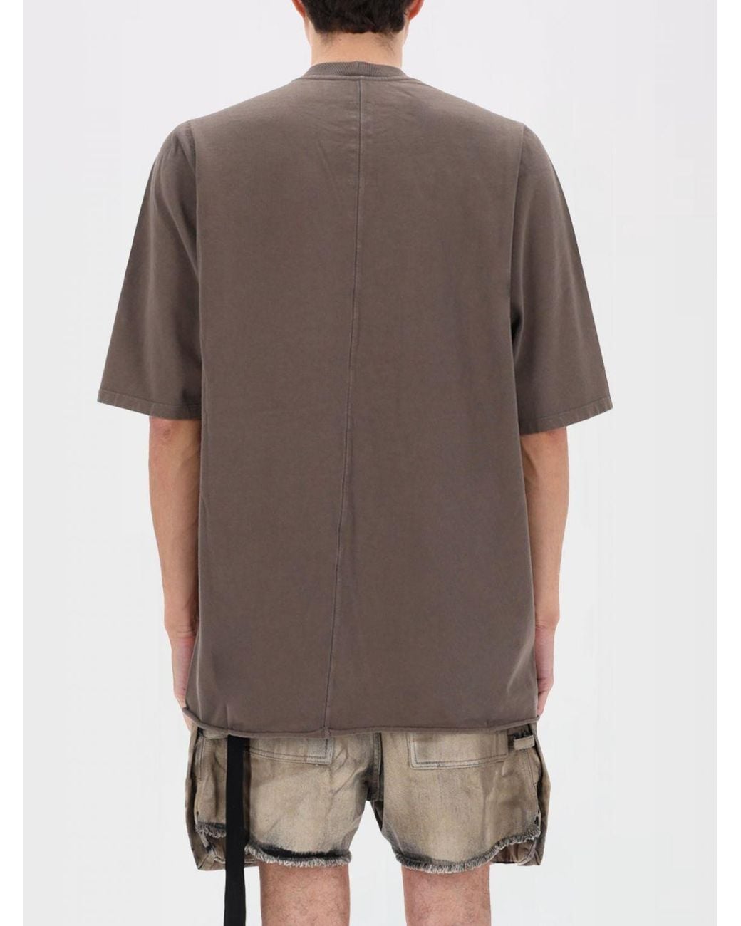 Rick Owens Gray Cotton Oversized T-Shirt for men
