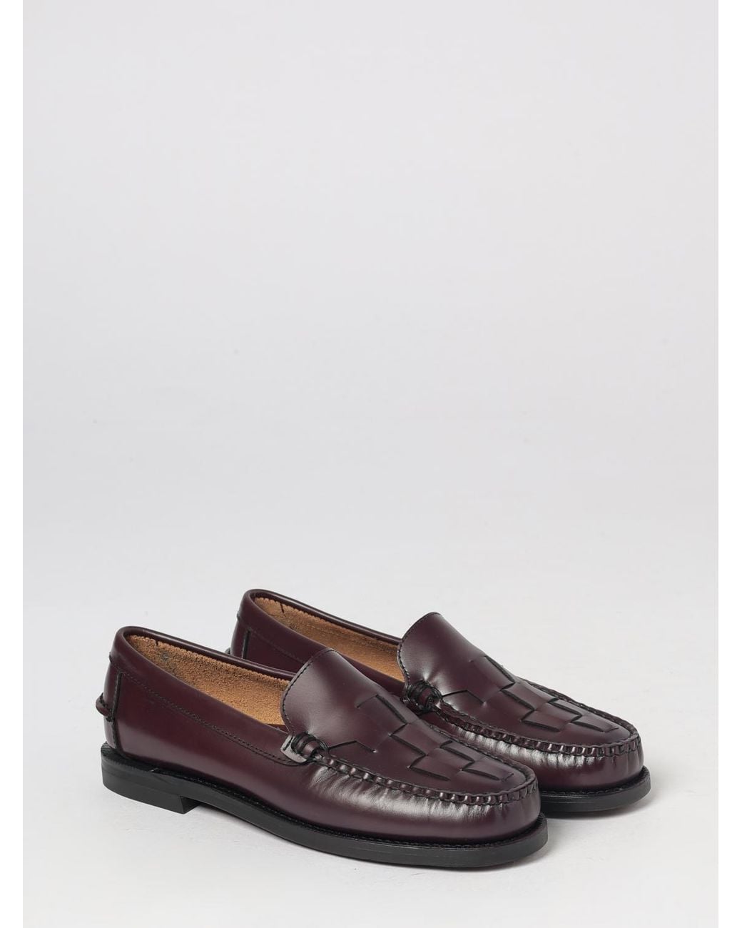 Sebago White Frank Woven Calfskin Penny Loafers