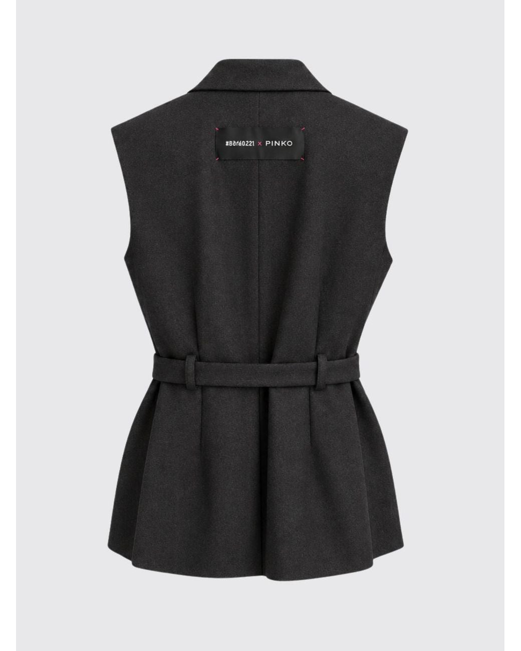 Pinko Blue Tailored Wool Waistcoat With V-Neck And Adjustable Waist Belt
