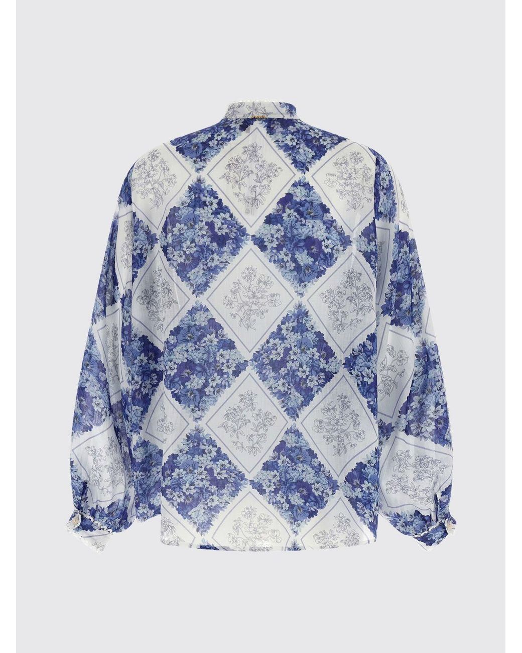 Twinset Blue Printed Ramie Shirt
