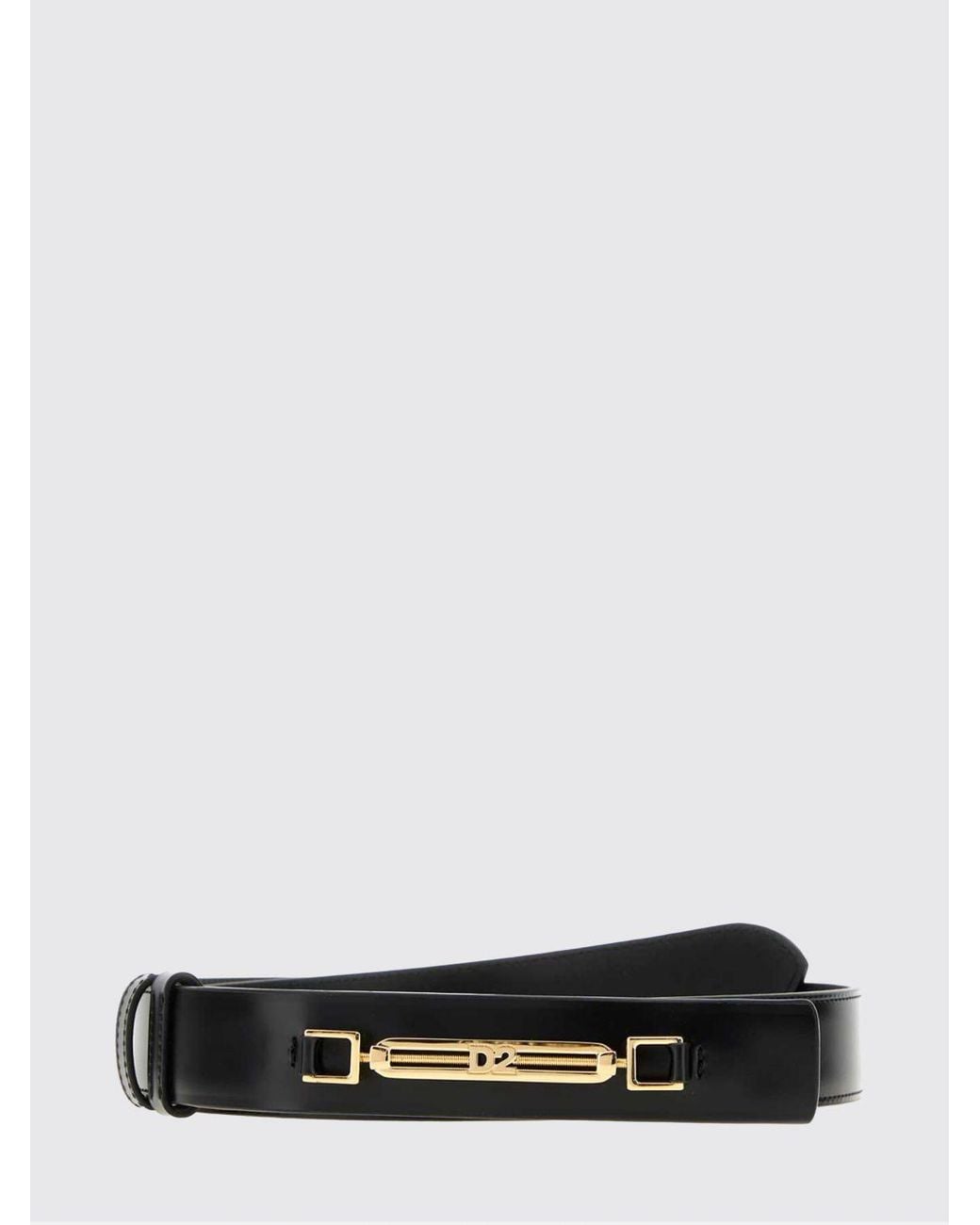 DSquared² White Smooth Leather Belt For With Golden Metal Logo Buckle