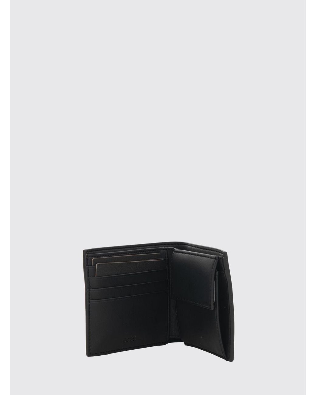 Boss White Bifold Synthetic Leather Wallet With Monogram Pattern And Coin Pocket for men