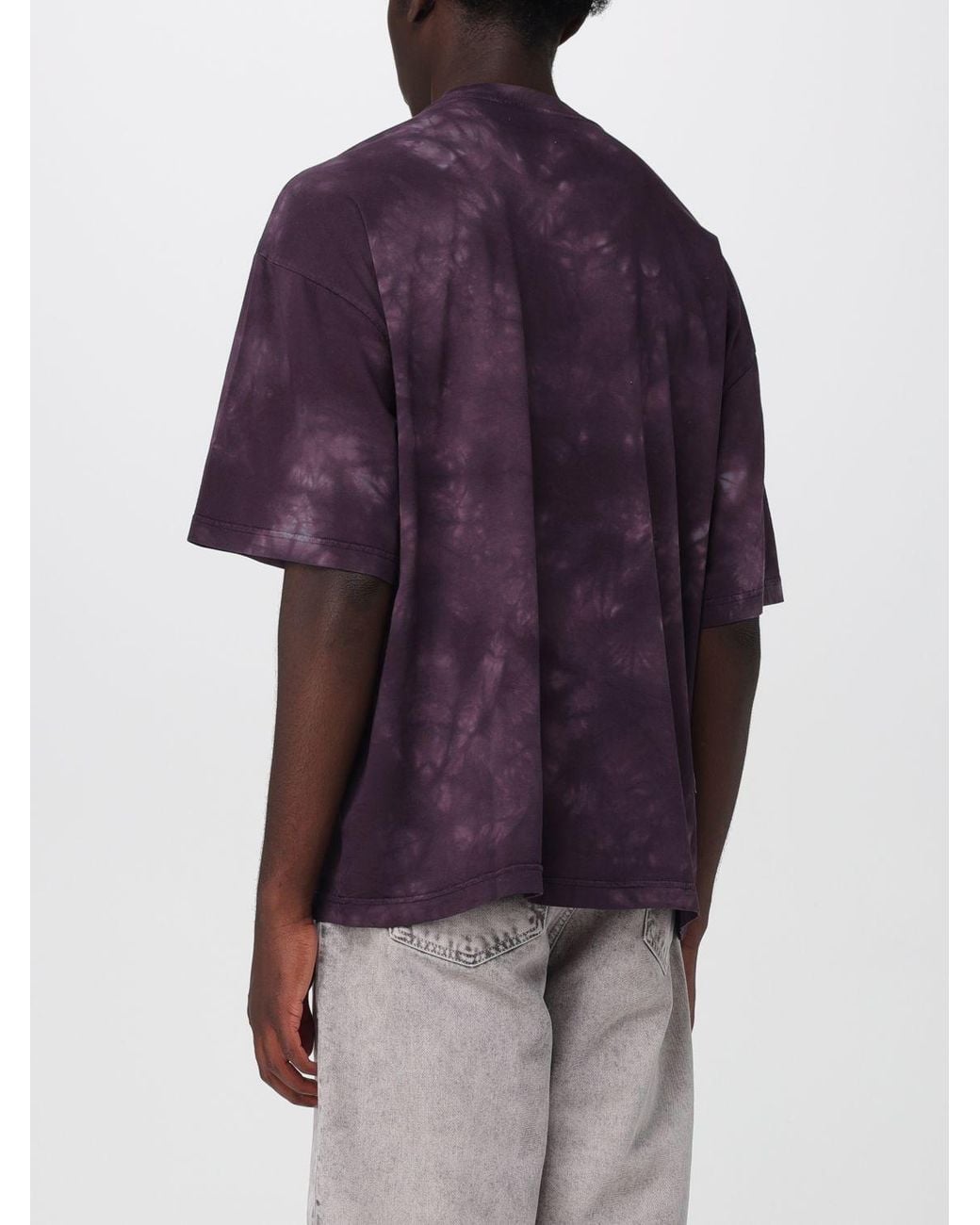 Carhartt Purple Cotton Crew Neck T-Shirt With Print for men