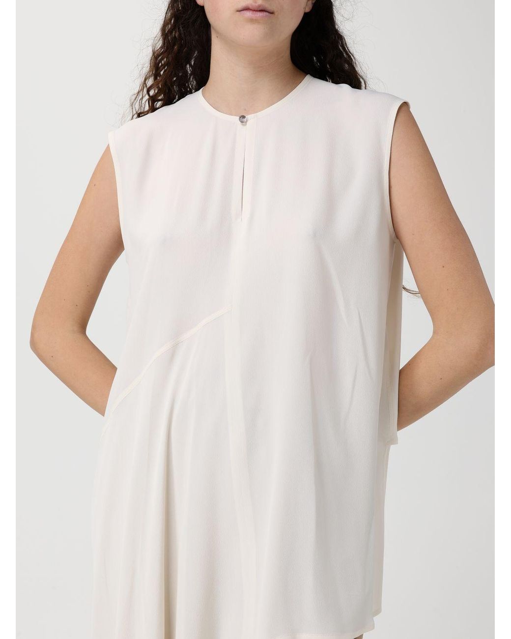 Fabiana Filippi Natural Asymmetric Crepe De Chine Blouse