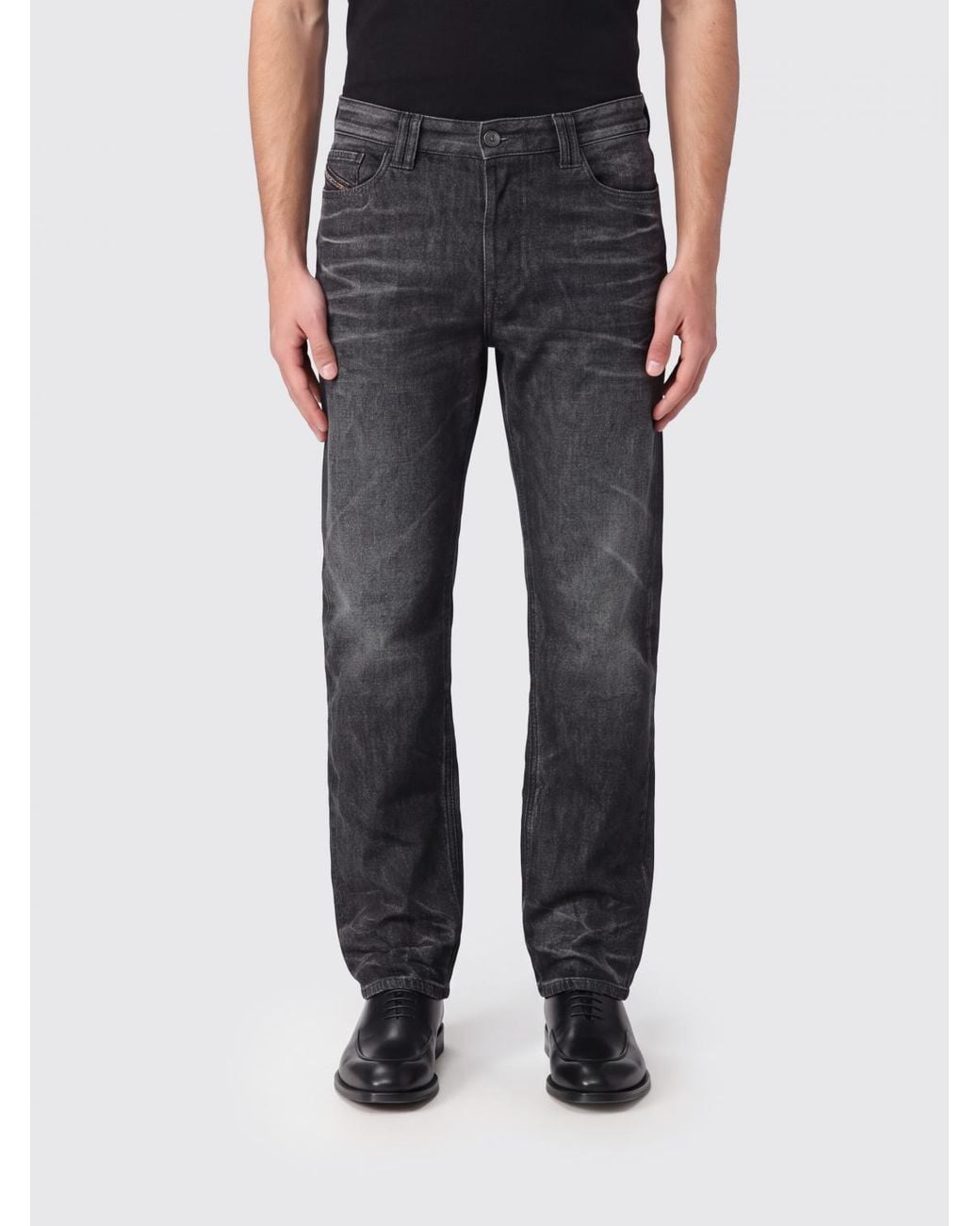 DIESEL Black D-Voeed Wide-Leg Mid-Rise Stretch Denim Jeans for men