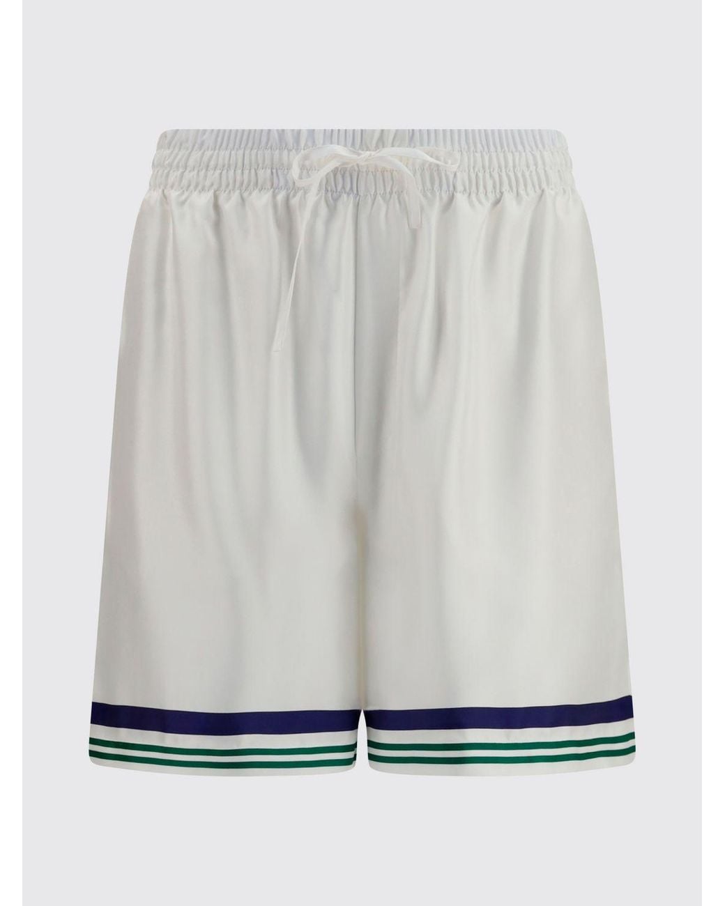 Casablanca White Monogram Silk Shorts With Drawstring Waist for men