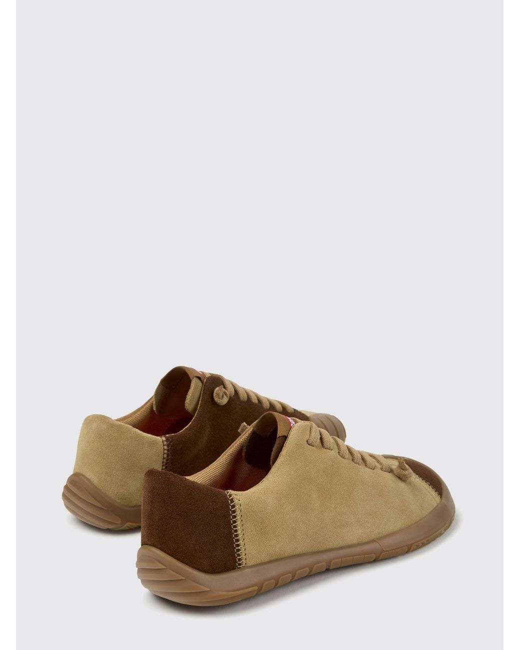 Camper Brown Twins Bicolour Suede Leather Slip-On Trainers With Elastic Laces