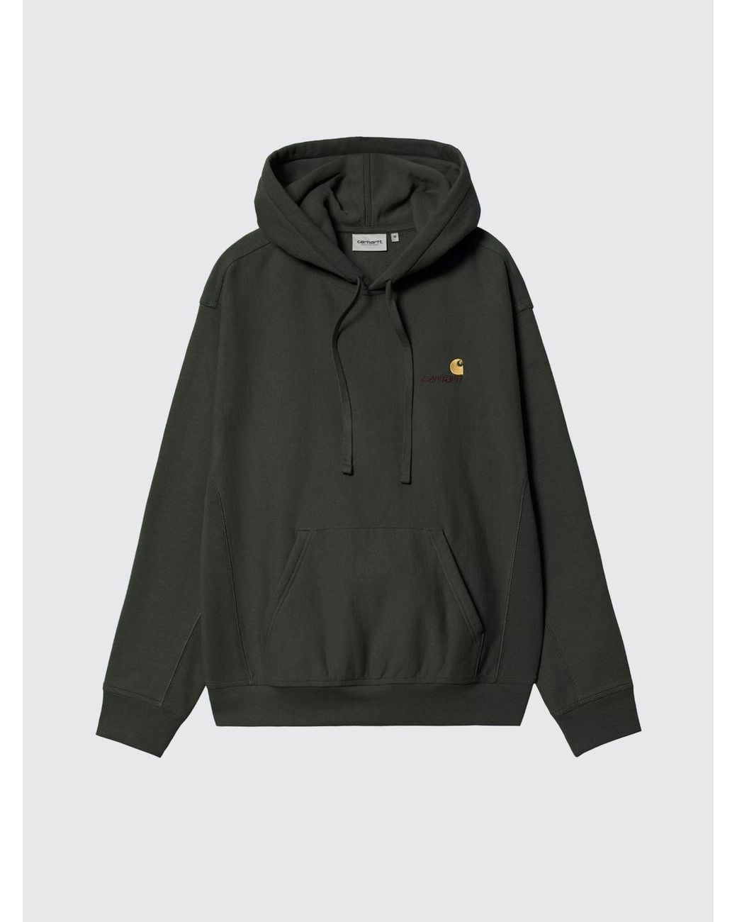 Carhartt Gray American Script Hooded Cotton Sweatshirt With Embroidered Logo for men