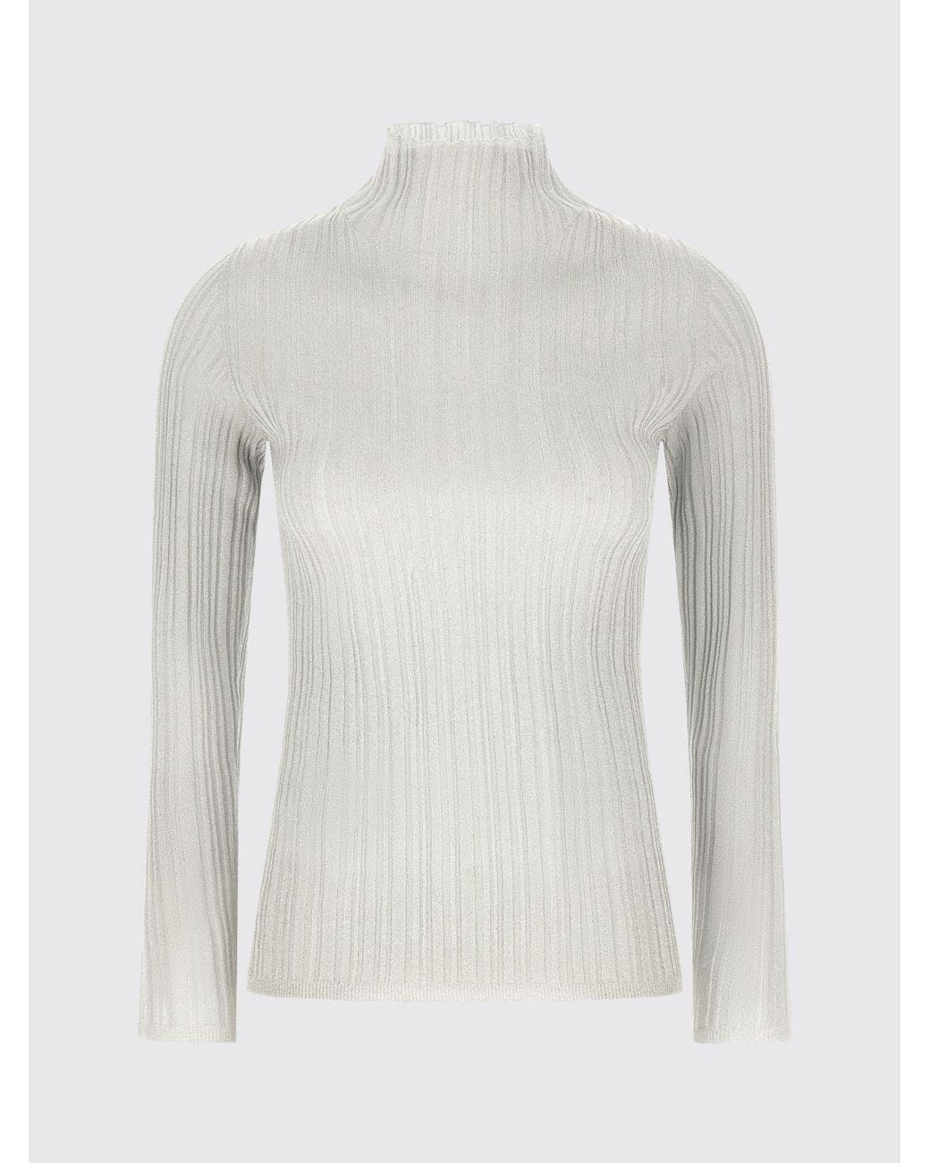 Fabiana Filippi Gray Slim Fit Long-Sleeved Pleated Turtleneck Sweater