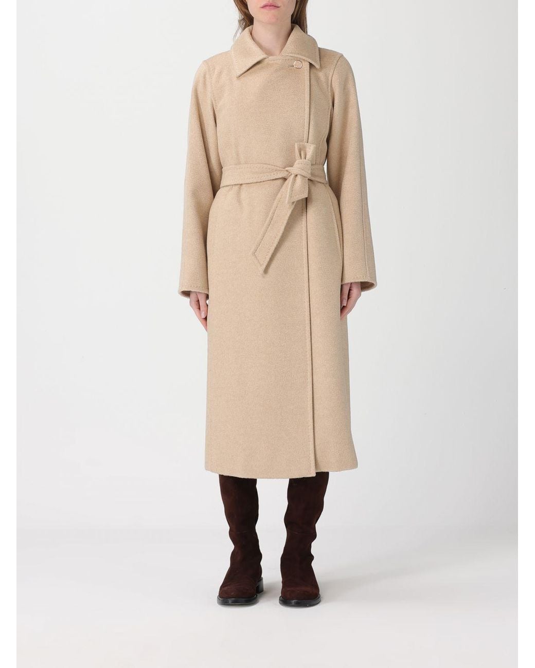 Abrigo De Lana Cruzado Max Mara de color Natural