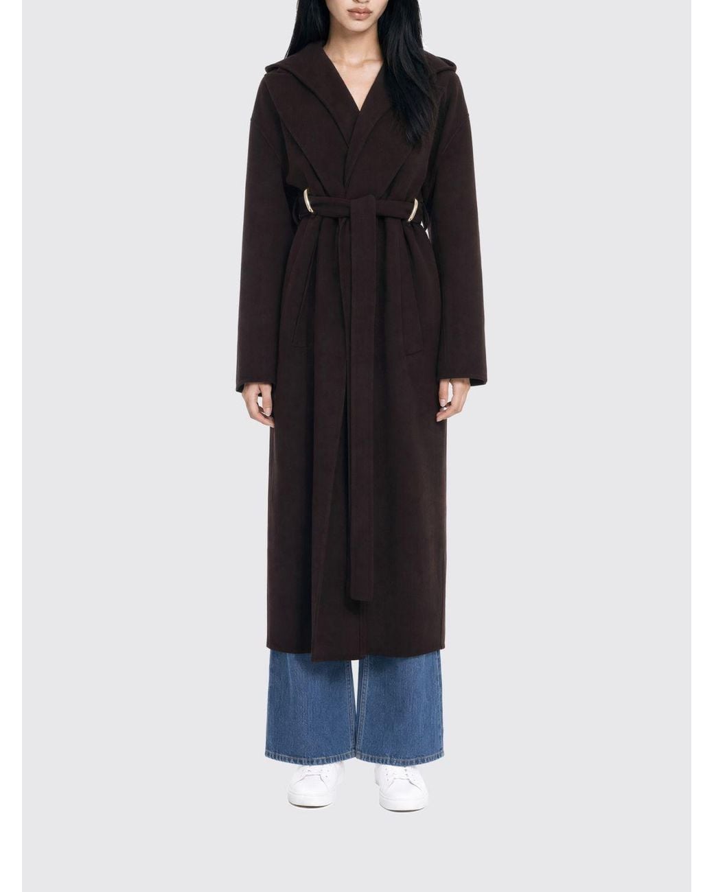 Sportmax Black Hooded Long Robe Coat
