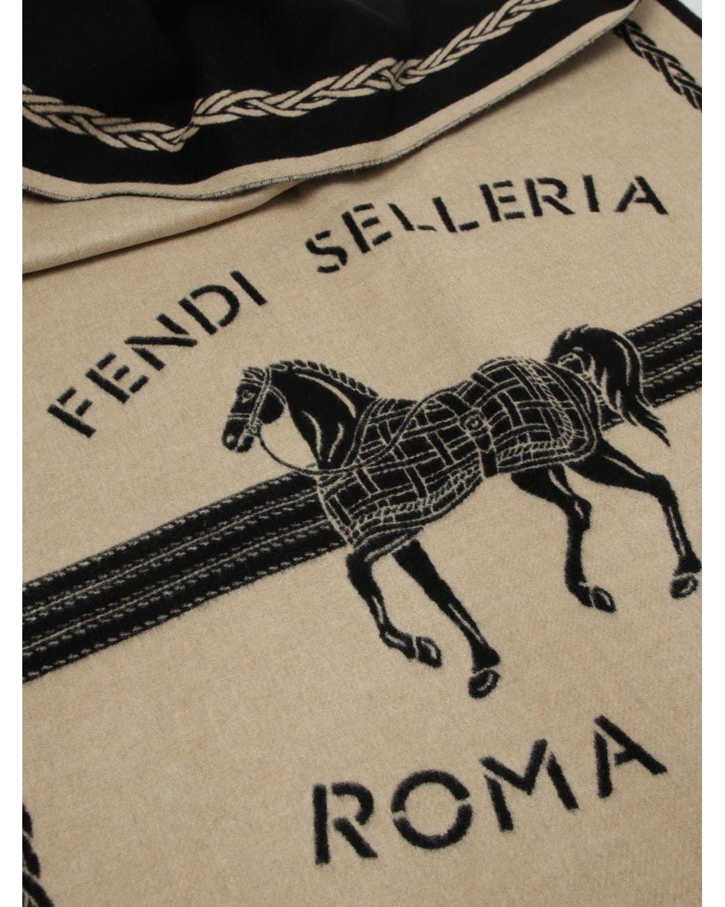 Fendi Natural Selleria Logo-Print Wool And Cashmere-Blend Scarf