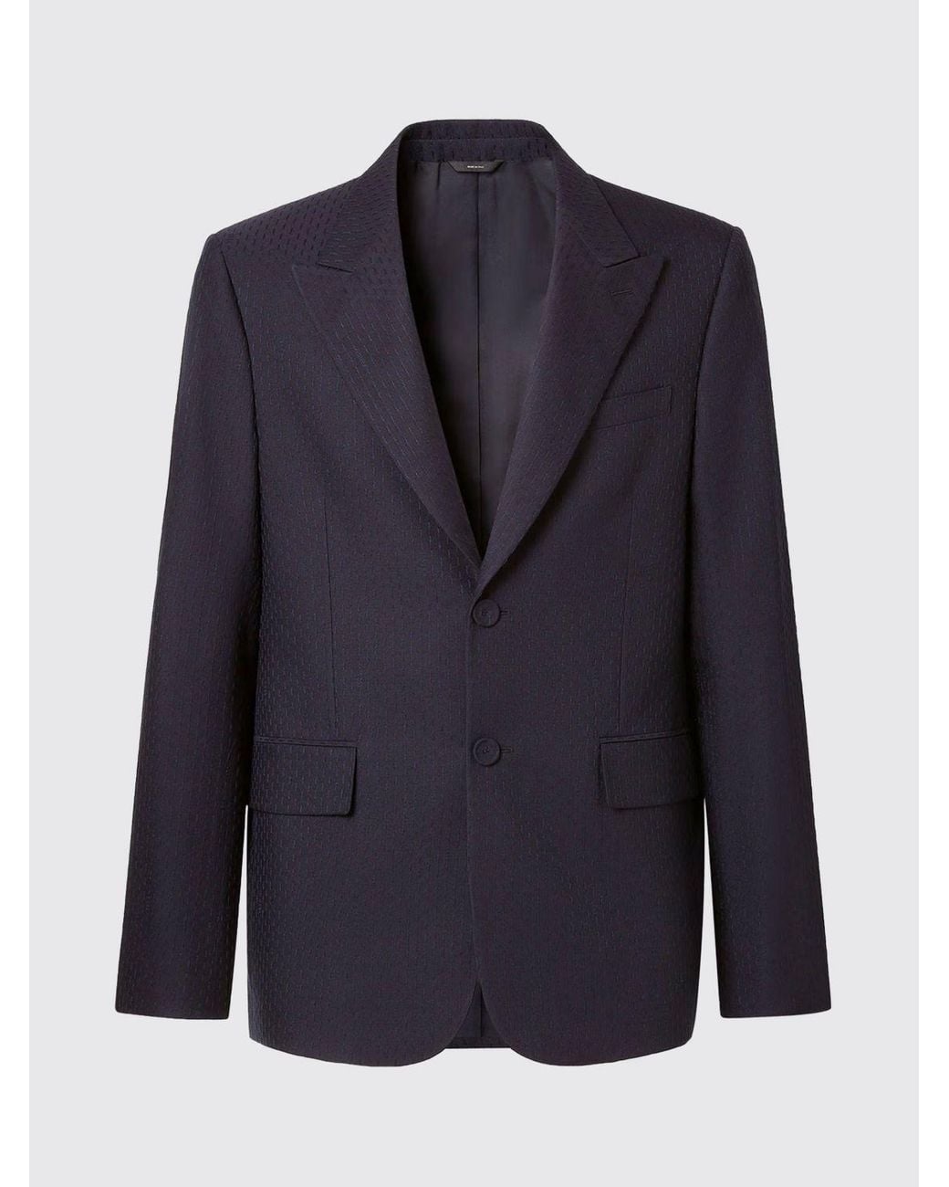 Fendi Blue Single-Breasted Wool And Cotton Blazer for men