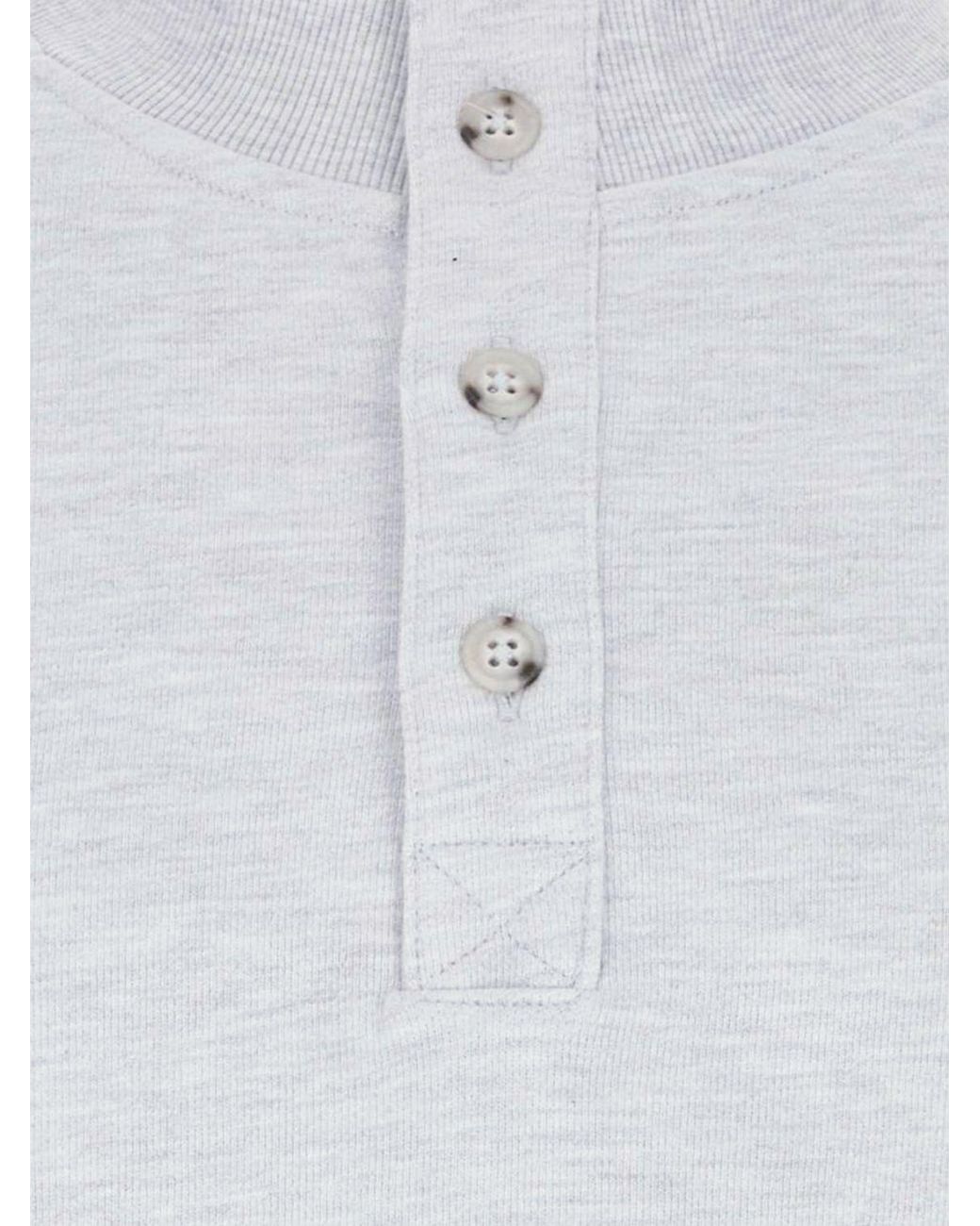 Entire studios Gray Crewneck Cotton Sweatshirt With Partial Buttoning for men